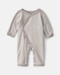 Baby Striped 100% Cotton Sleeper - Grey