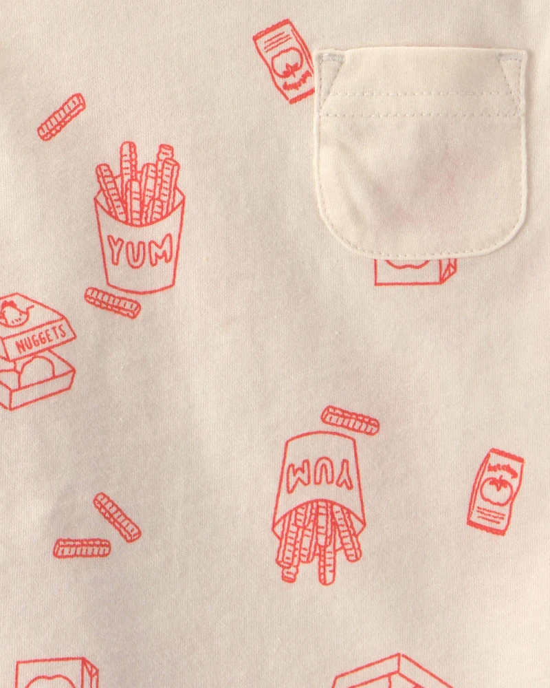 Baby Boy 2-Piece Snack Time Top & Short Set - Cream/Red