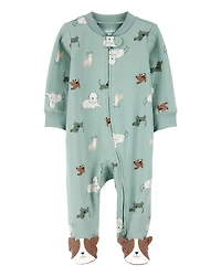 Baby Boy Dog Print 2-Way Zip Cotton Sleeper