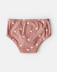 Girls 7-Pack Mauve Floral and Hearts Brief Underwear