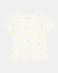 Kid Lemon Print Short-Sleeve Fashion Top - Ivory
