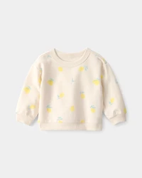 Baby Girl French Terry Pullover Sweatshirt - Lemon