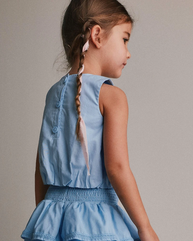 Toddler Girl Bubble Hem Top - Blue