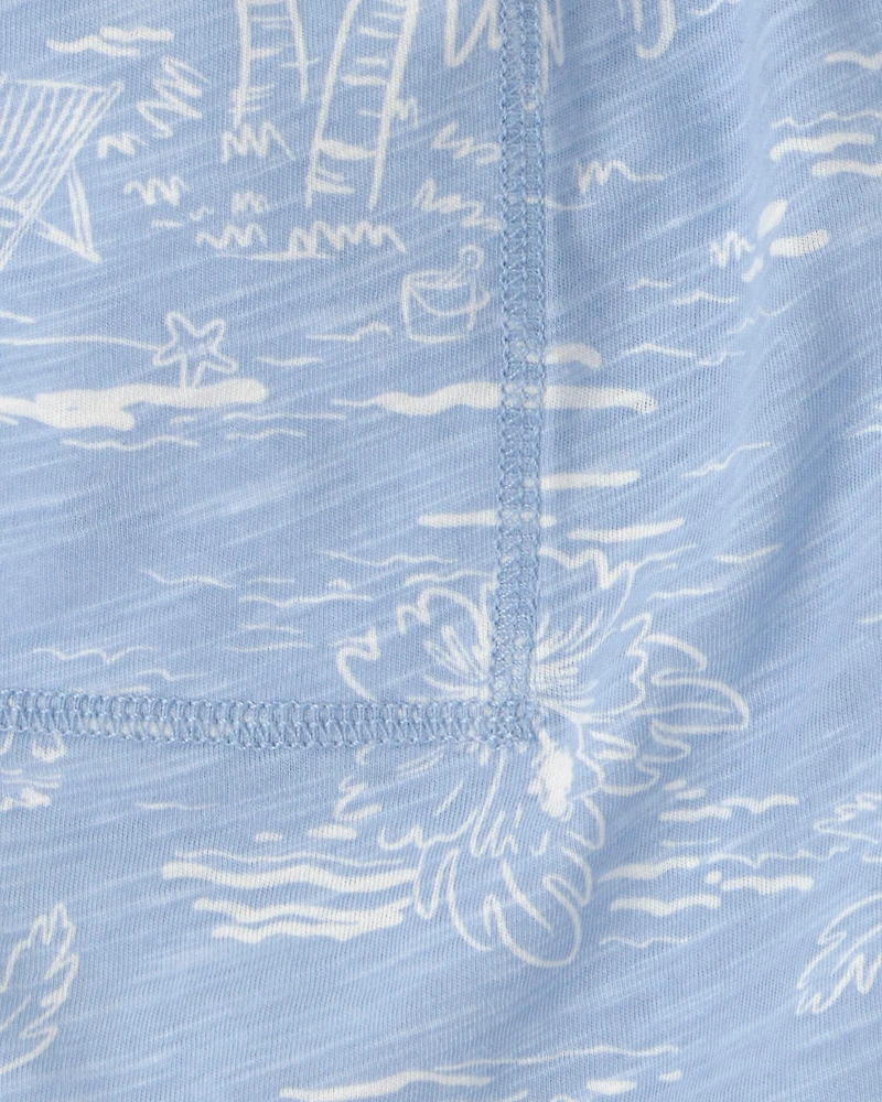 Boys Tropical Beach Knit Shorts - Blue