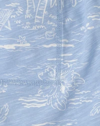 Boys Tropical Beach Knit Shorts - Blue