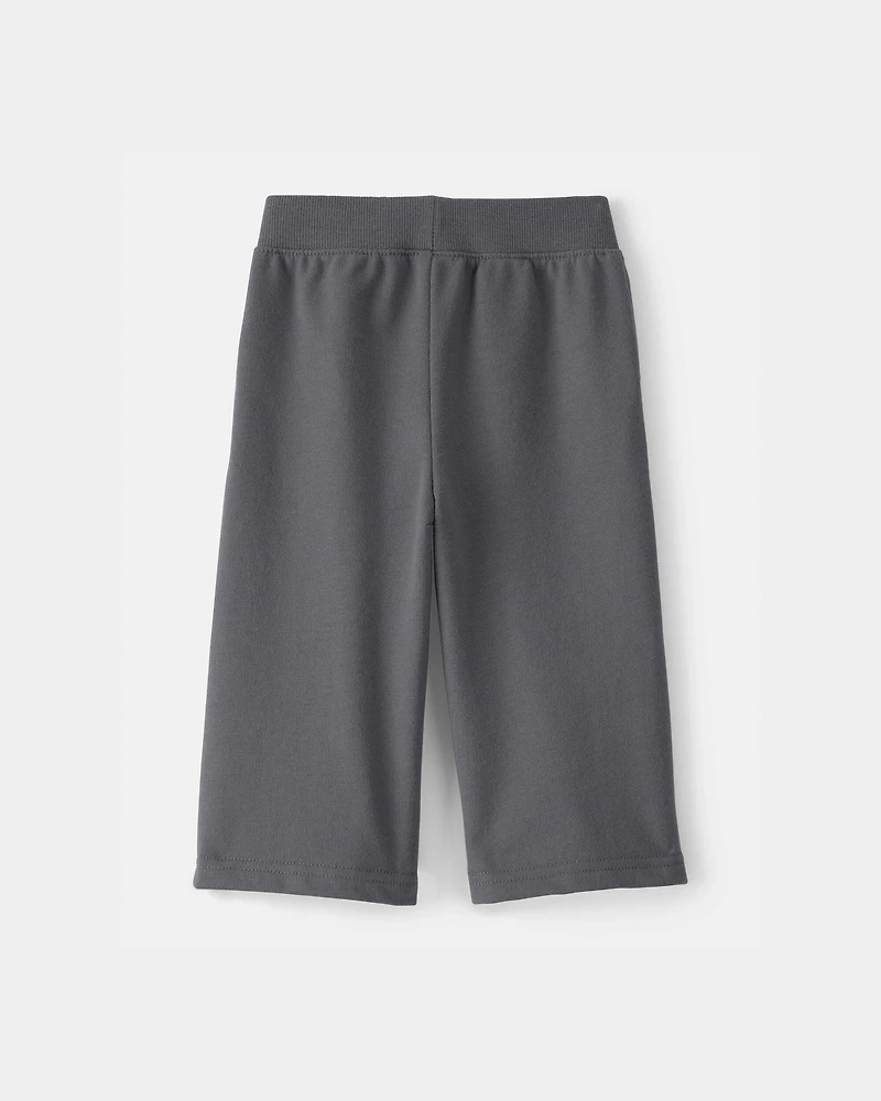 Baby Girl French Terry Wide-Leg Active Pants - Grey