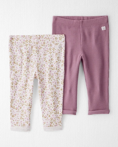 Baby Girl 2-Pack Organic Cotton Rib Leggings