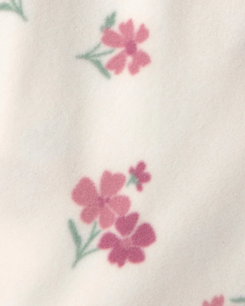 Baby Girl Floral Fleece Loose Fit Wearable Blanket - Cream