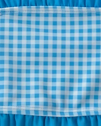 Girls 2-Piece Gingham Tankini Set - Blue