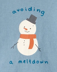 Baby Boy Snowman Long-Sleeve Graphic Bodysuit - Blue