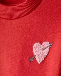 Baby Girl Heart Fleece Long-Sleeve Dress - Red