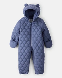 Baby Boy 1-Piece Quilted Pram Snowsuit - Navy