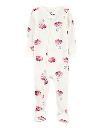 Baby Boy Fire Truck Print Waffle Knit Footie 1-Piece Pyjamas