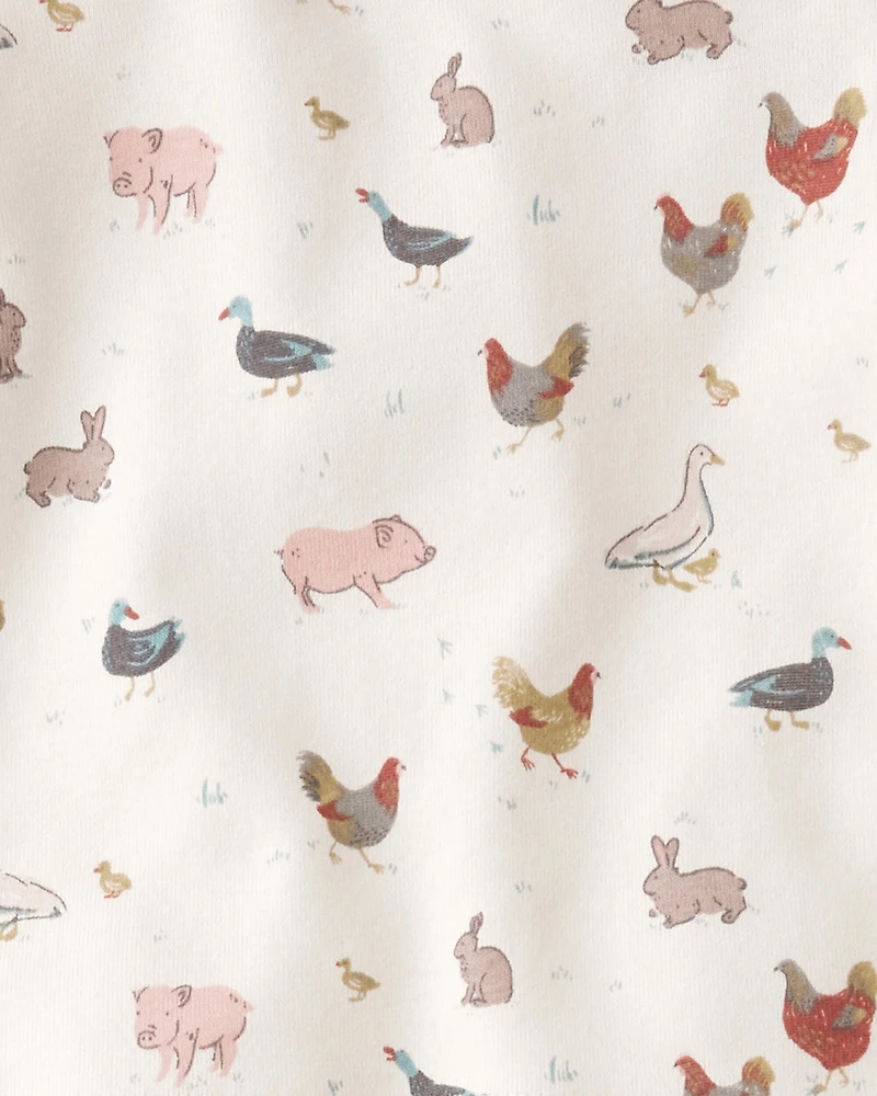 Baby Organic Cotton Pyjamas Barnyard Tails Print