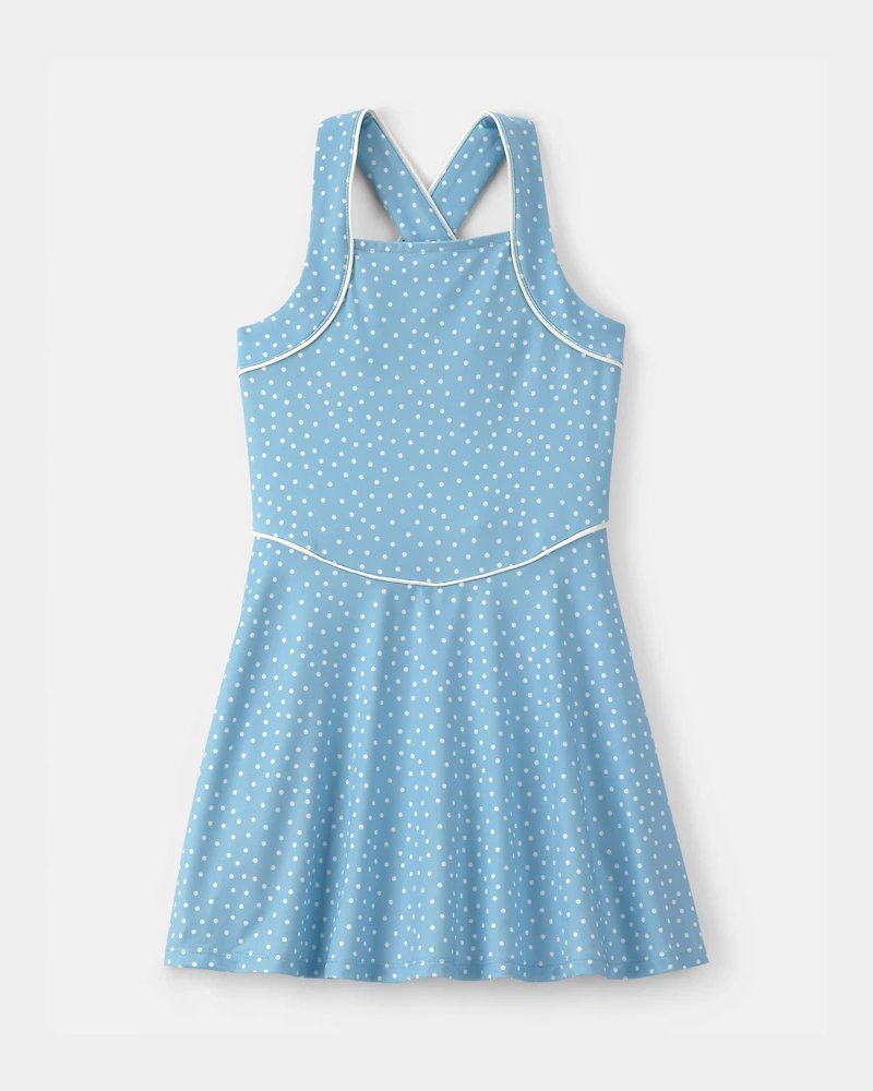 Girls Polka Dot Active Dress - Blue