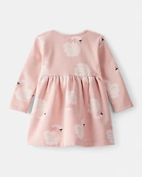 Baby Girl DayDream Fleece Swan Knit Dress - Pink