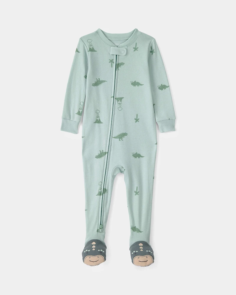 Toddler Dinosaur 100% Cotton Snug Fit 1-Piece Pyjama - Green