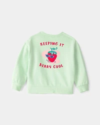 Toddler Girl Strawberry French Terry Pullover Sweatshirt - Green