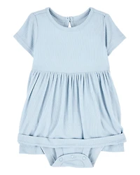 Baby Girl Solid PurelySoft Bodysuit Dress -Blue