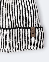 Toddler Striped Pom Beanie - Black/White