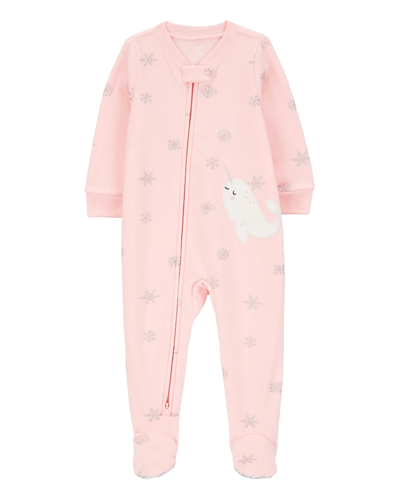 Toddler 1-Piece Narwhal Fleece Footie Pyjamas