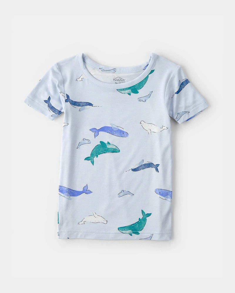 Toddler Boy Whale PurelySoft Short-Sleeve Snug Fit 2-Piece Pyjama Set - Blue