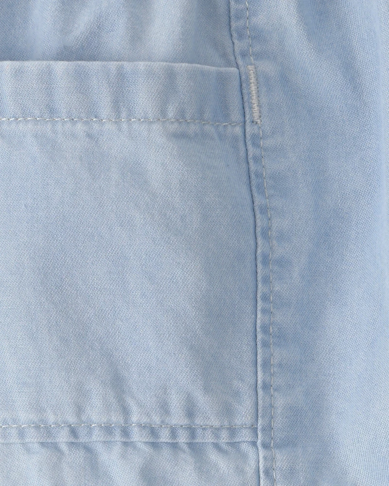 Baby Girl Chambray Shorts - Blue