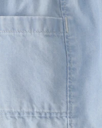 Baby Girl Chambray Shorts - Blue
