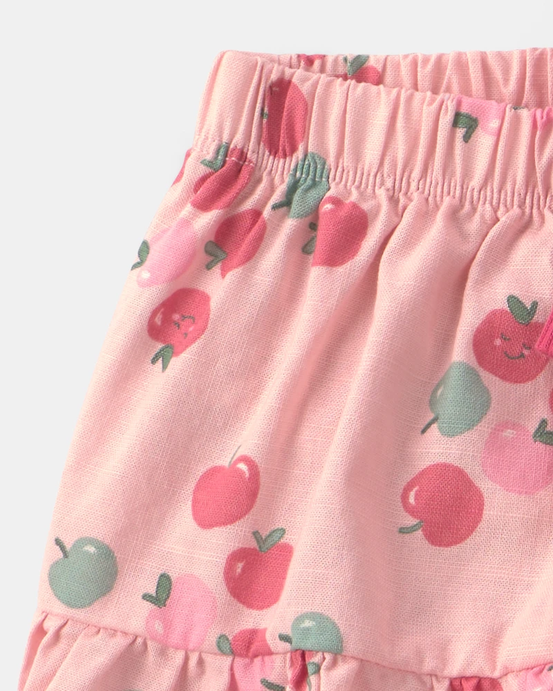 Baby Girl 2-Piece Apple French Terry Long-Sleeve Top & Skirt Set - Pink