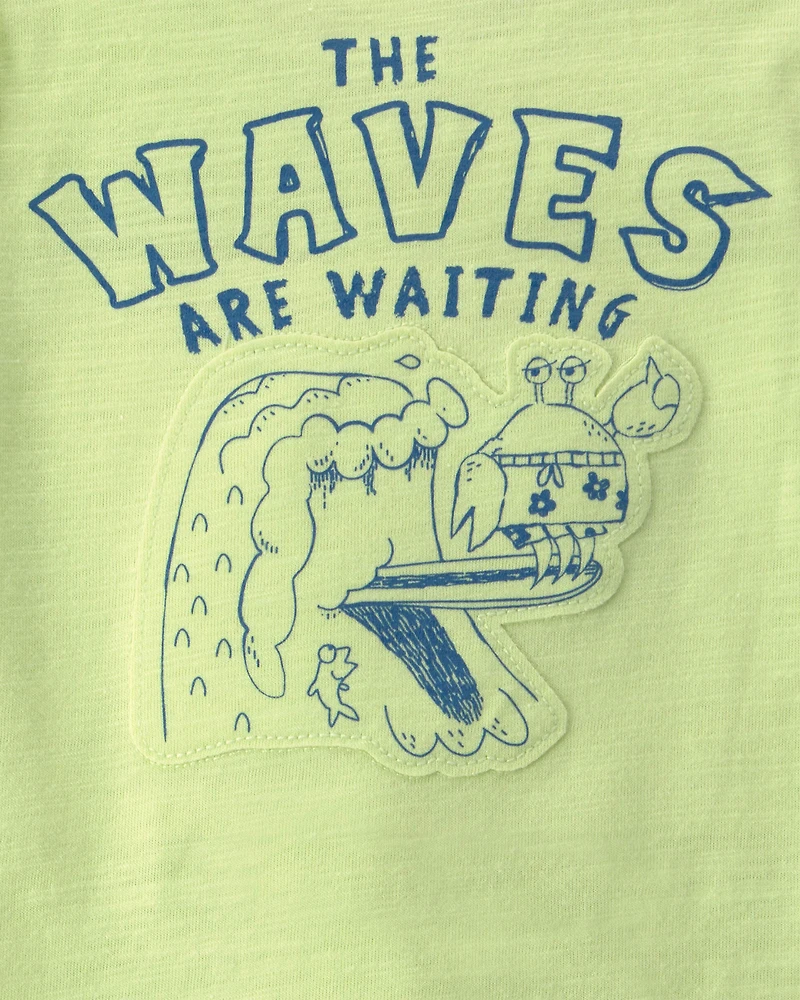 Baby Boy Surfing Crab Tank Top - Green