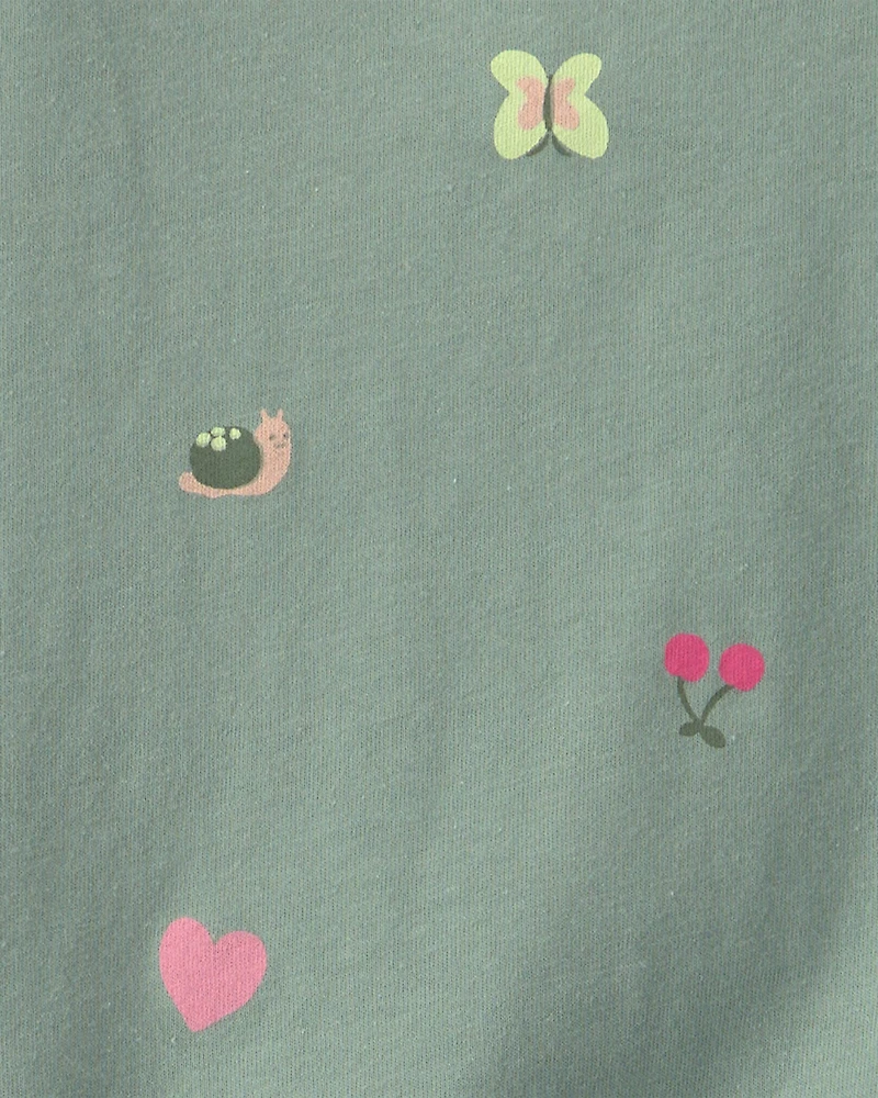 Toddler Girl All-Over Print Long-Sleeve Top – Green