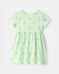 Baby Girl Floral Short-Sleeve Dress - Green