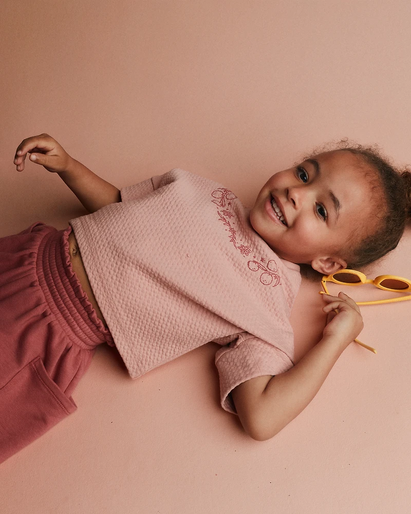 Toddler Girl High-Low Bubble Dolman Tee - Peach