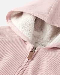Baby Girl Waffle Knit Hooded Jacket Made with Organic Cotton