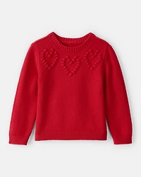 Toddler Girl Heart Long-Sleeve Sweater - Red