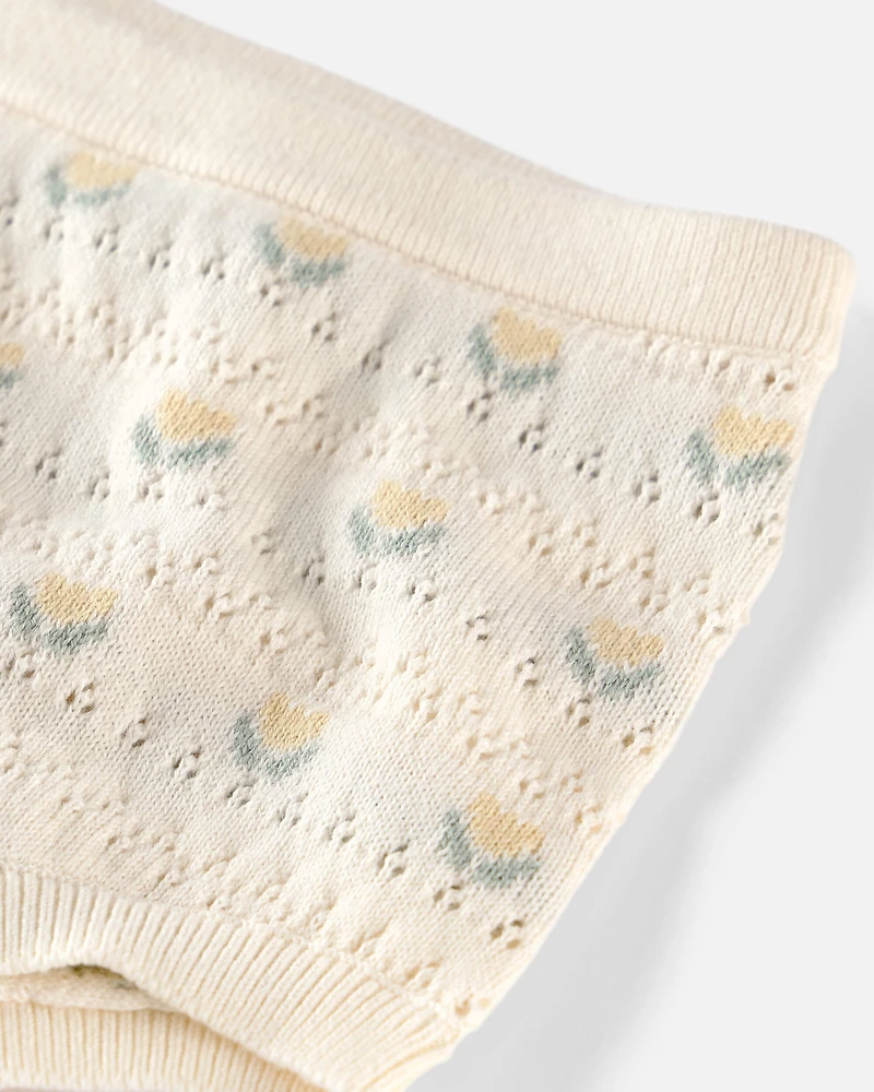 Baby Girl Organic Cotton Sweater Set Yellow Floral