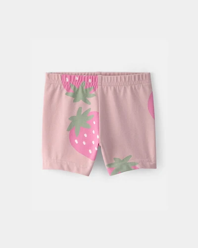 Baby Girl Strawberry Bike Shorts - Pink