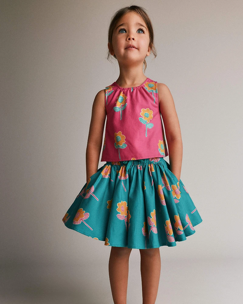 Toddler Girl Avenue Twirl™ Mini Skirt Floral Print – Teal