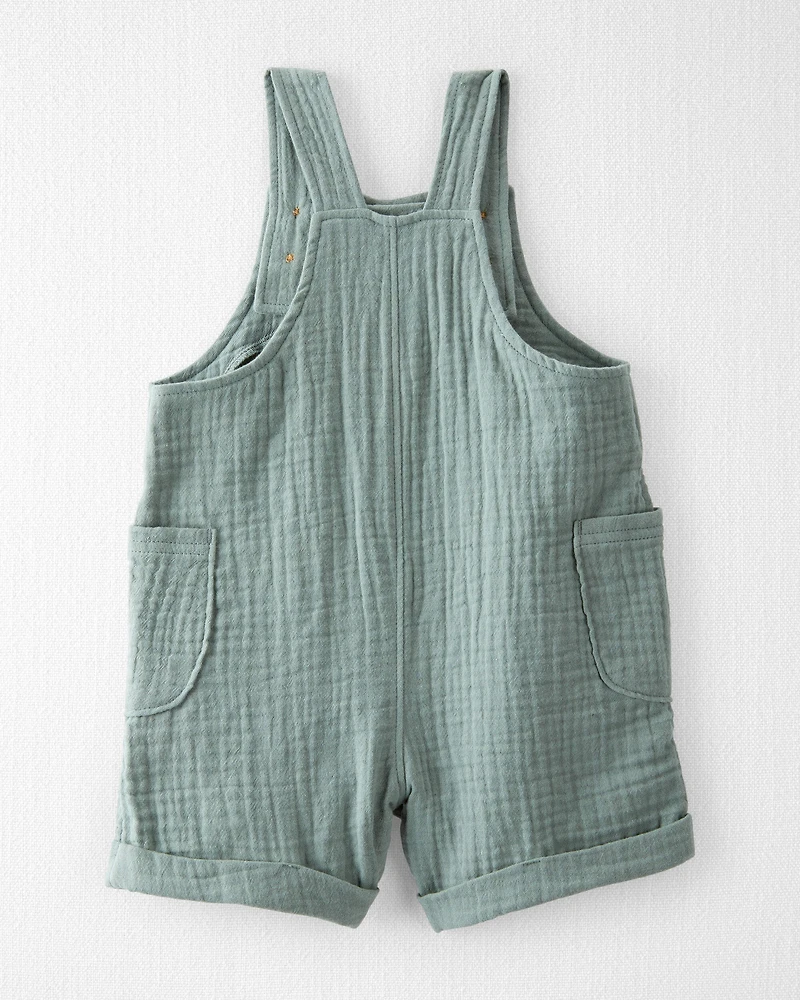 Baby Organic Cotton Gauze Shortalls Green
