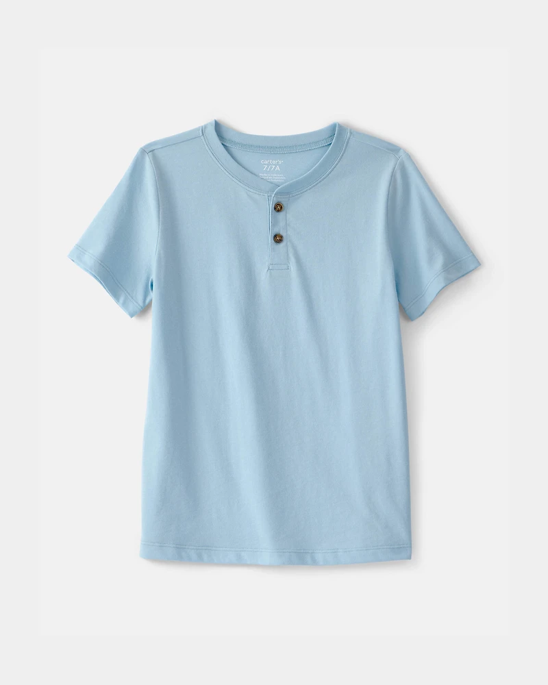 Boys Solid Henley T-Shirt - Blue