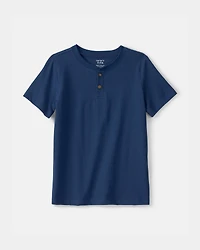 Boys Solid Henley T-Shirt - Blue
