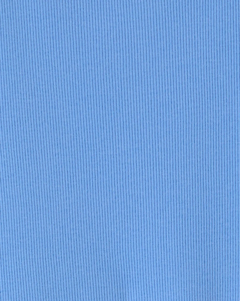 Girls Rib Short-Sleeve Dress - Blue