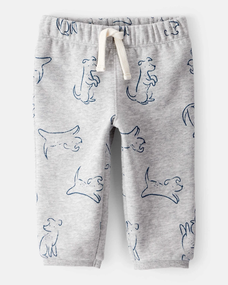 Baby Boy Dog Knit Pull-On Pants - Grey