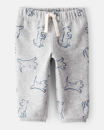 Baby Boy Dog Knit Pull-On Pants - Grey