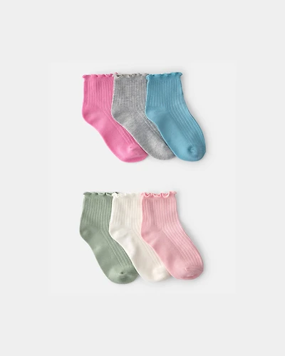 Girls Girl 6-Pack Lettuce Edge Ankle Socks