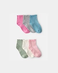 Girls Girl 6-Pack Lettuce Edge Ankle Socks
