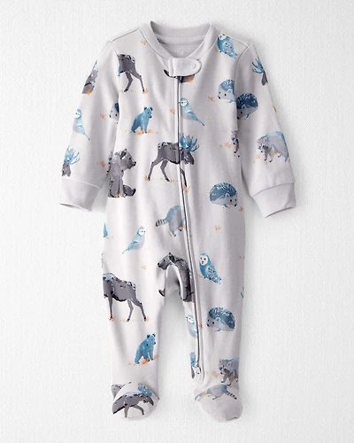Baby Organic Cotton Sleep & Play Pajamas Midnight Forest Print