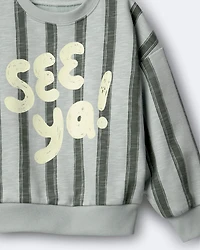 Toddler 'See Ya!' Striped Dolman-Sleeve Sweatshirt - Sage