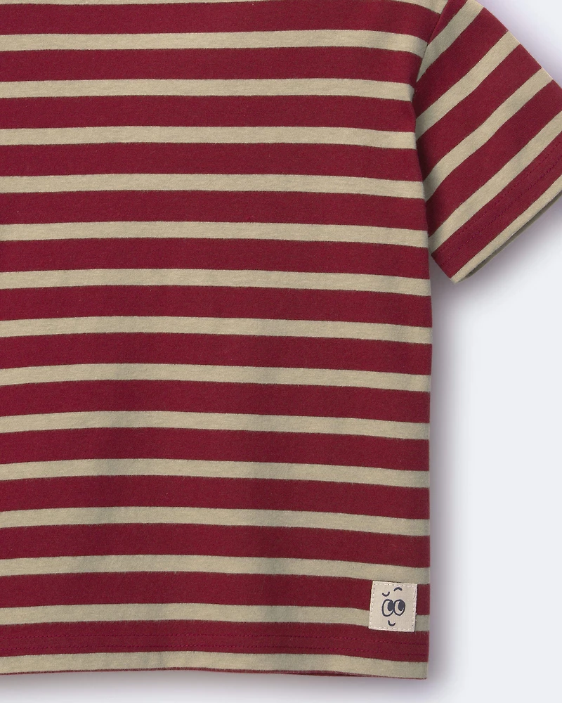 Toddler Boy Relaxed Tee Stripes - Burgundy