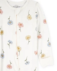 Baby Girl Floral Print 2-Way Zip PurelySoft Sleeper Pyjamas - Ivory